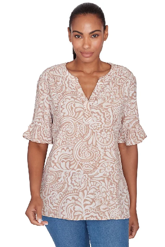 Keep It Natural Garden Gauze Blouse Hip Women's Retro