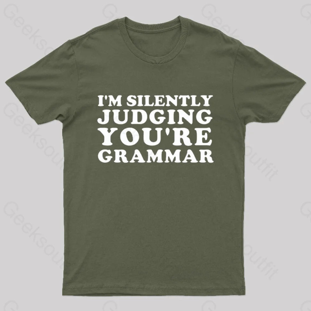 I'm Silently Judging You're Grammar Nerd T-Shirt Polished Women's Silk