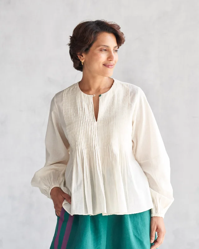 Shiro Pleated Top - Ivory Sustainable Organic