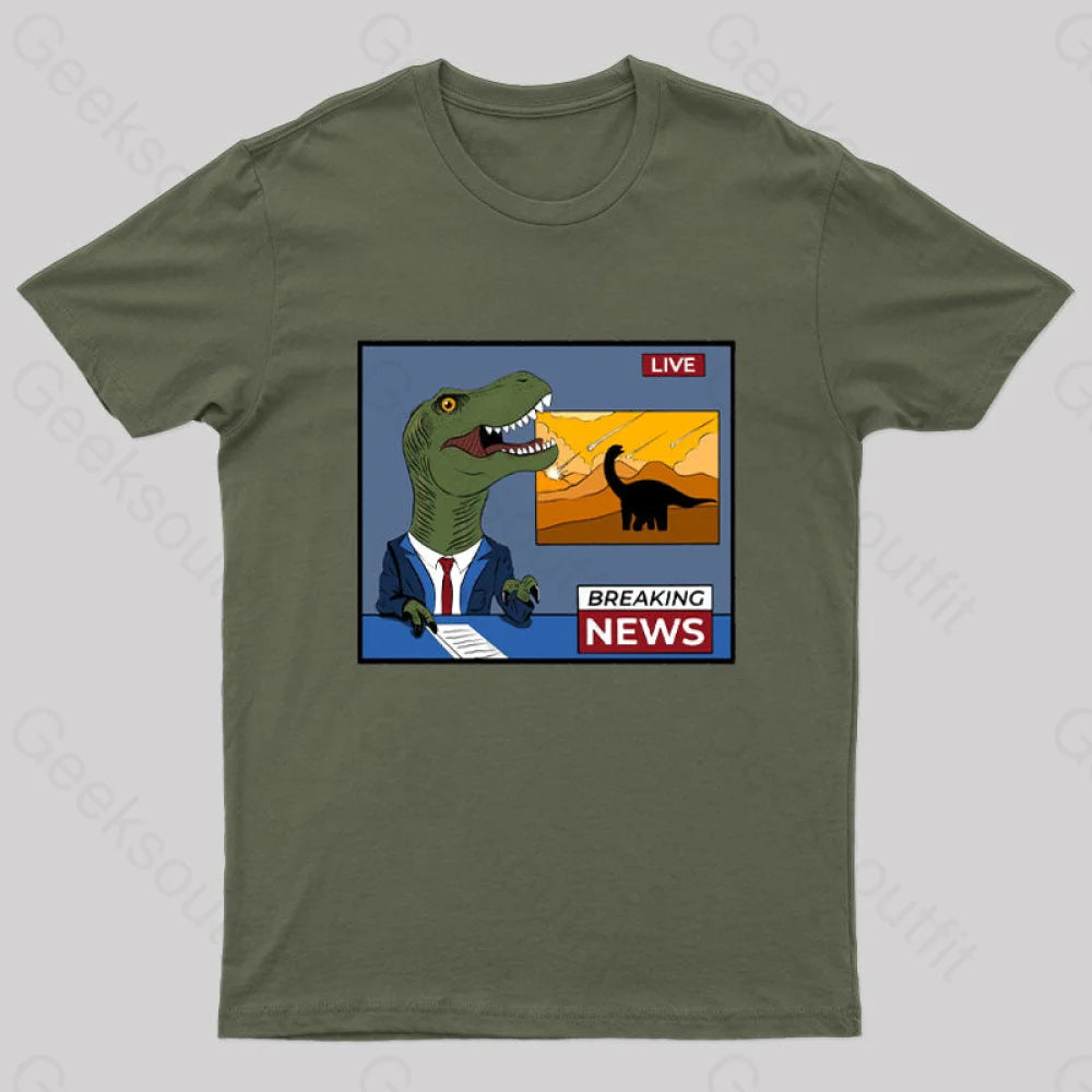 Breaking Dinosaur News Geek T-Shirt Sporty Women's Athleisure 