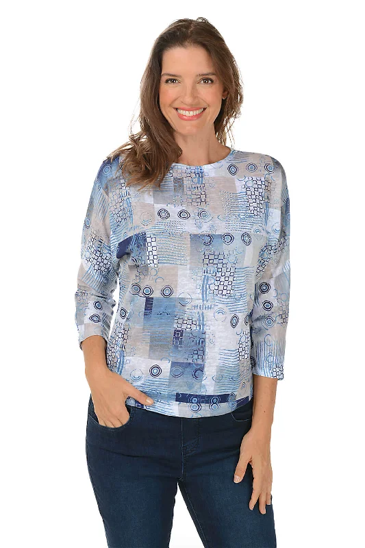 Checkered Studded Dolman Sleeve Top Youthful Women's Anime - inspired