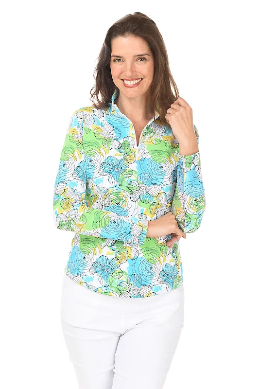 Lime Paddy Petals UPF50+ Sun Shirt Cool Women's Skate