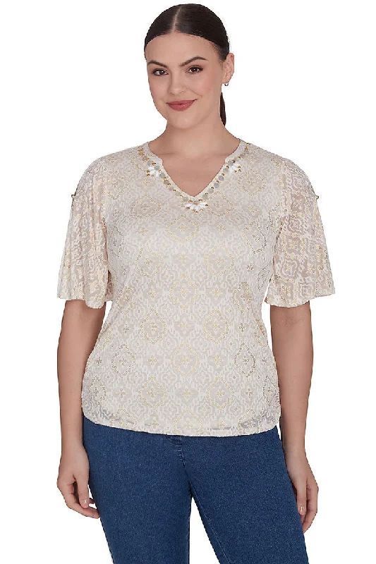 Keep It Natural Cold Shoulder Knit Top Classic Women's Pin - striped