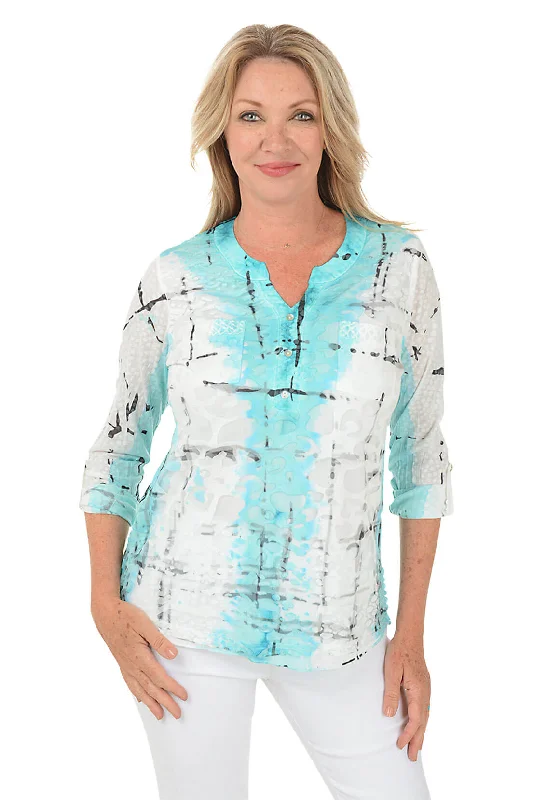 Cross Patch Double Pocket Burnout Blouse Preppy Women's College
