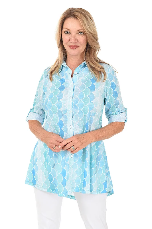 Mermaid Button-Front Tunic Sleek Women's 