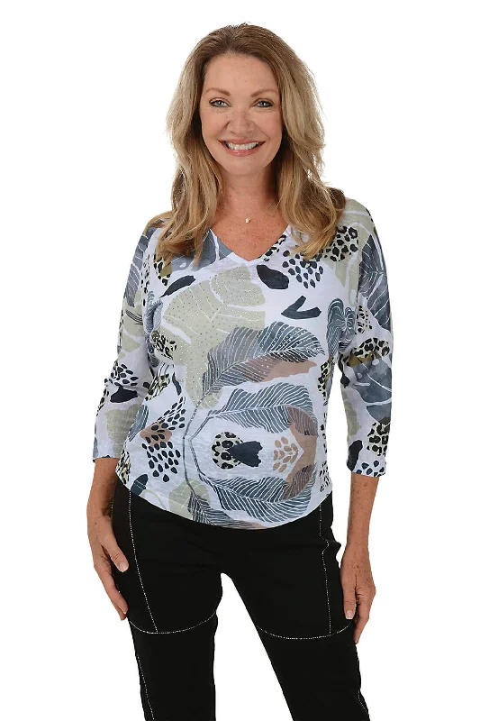 Fern Studded V-Neck Top Scandinavian