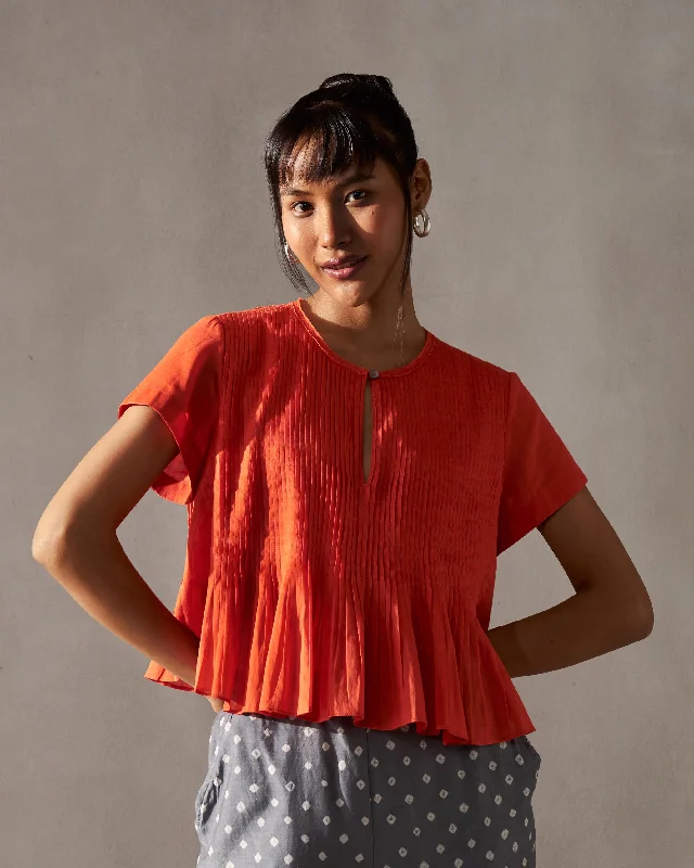 Mini Marrakech Top - Orange Geometric