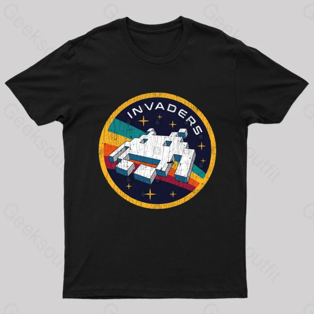 Invaders Video Game Space Patch Nerd T-Shirt Compression