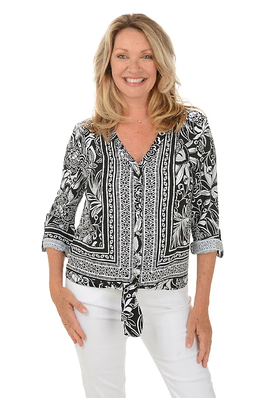 Pattern Play Floral Button-Front Shirt Dynamic Women's High - energy