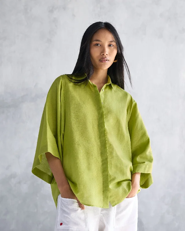 Drop Armhole Shirt - Lime Polished Women's Silk