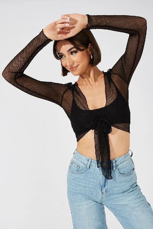 Black Bolero Long Sleeve V Neck Street