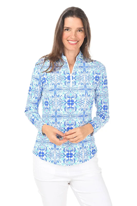 Flower Tile UPF50+ Sun Shirt Relaxed Women's 