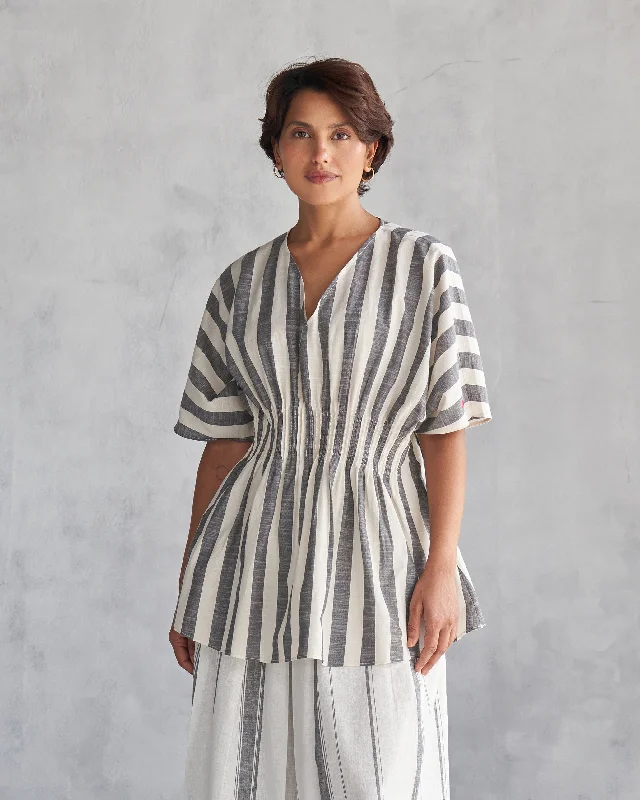 Namah Top - Black & Ivory Refined Women's Velvet