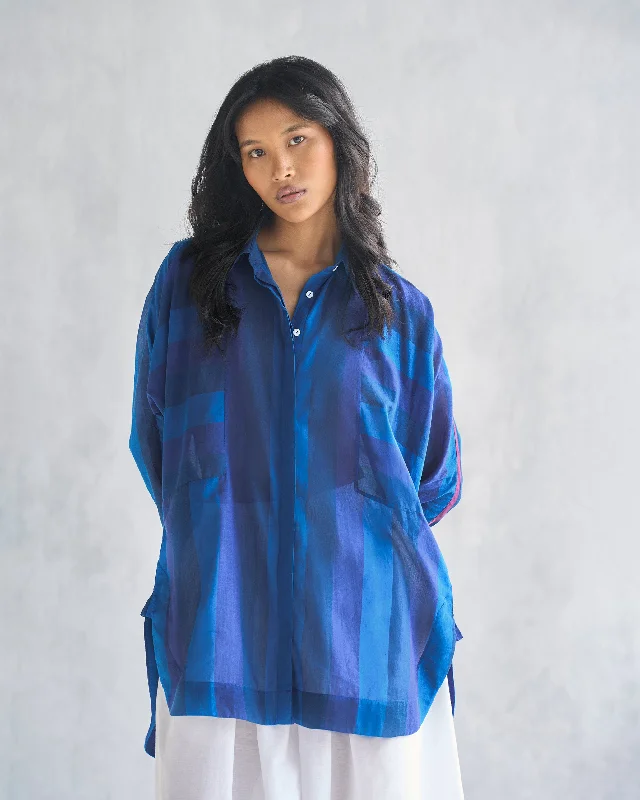 Sugato Panelled Shirt - Navy & Blue Refined Women's Classic 