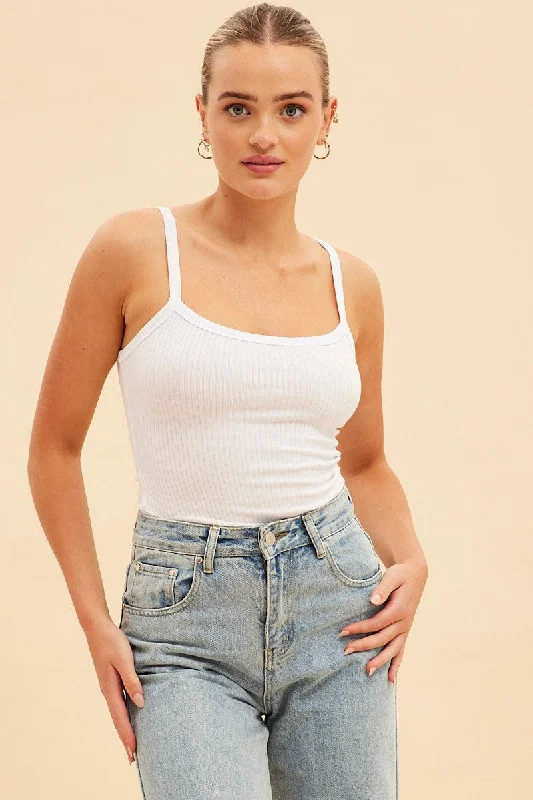 White Prea Bind Detail Singlet Streetwear Style for 