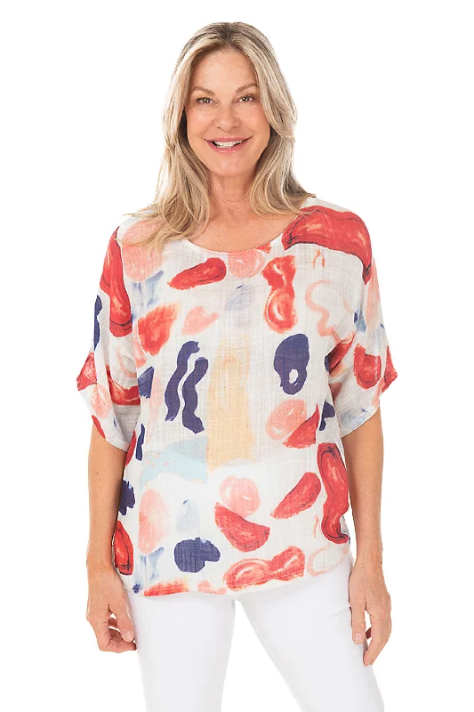 Pop Art Dolman Sleeve Gauze Blouse Street