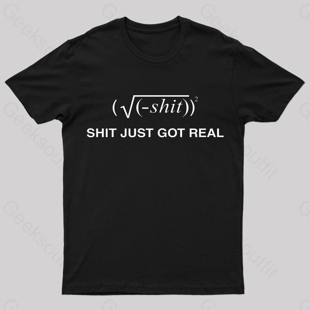 Shit Just Got Real Nerd T-Shirt Preppy Women's College