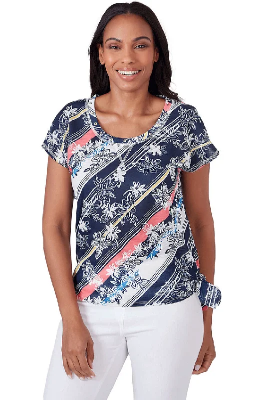 Always Be My Navy Diagonal Striped Top Monochromatic Office Style