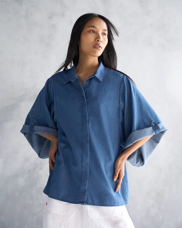 Drop Armhole Shirt - Blue Dynamic Women's Moto