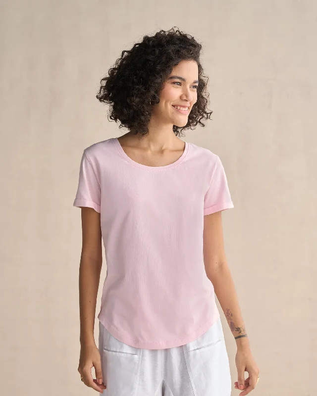Basic T-Shirt - Pink Artistic Women's Hand - painted