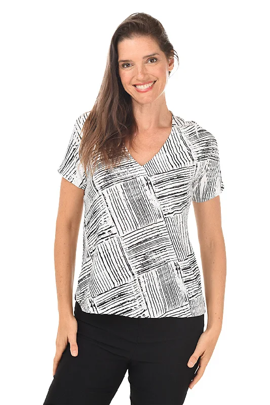 Checkers Eyelet Short Sleeve Top Modern Women's 