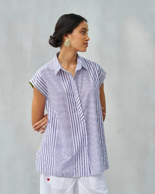 Daisy Top - Purple & White Traditional Women's 
