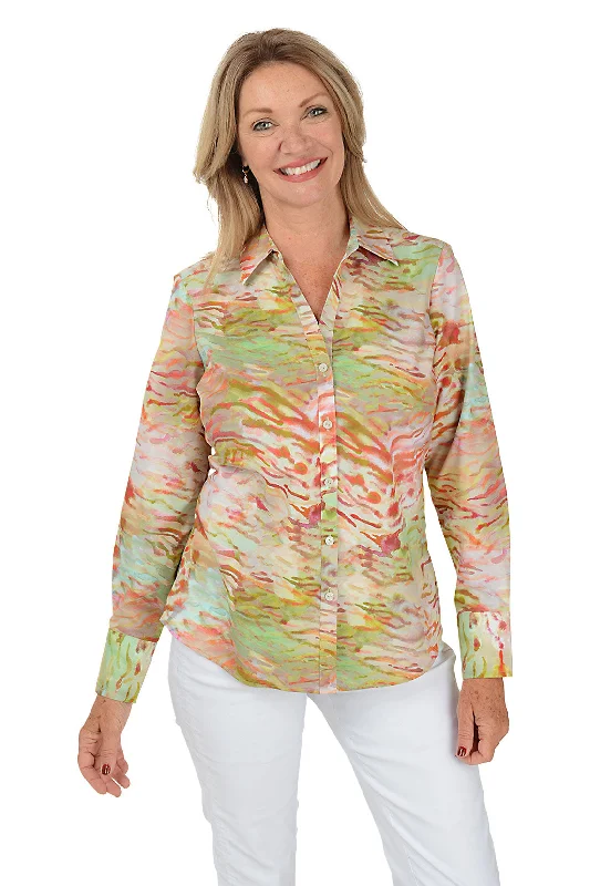Mary Watercolor Zebra Button-Front Shirt Country