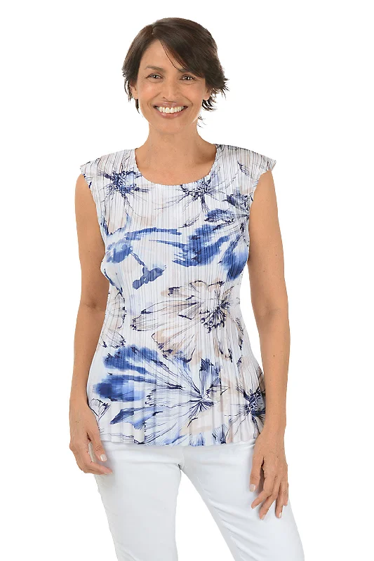 Daisy Cap Sleeve Pleated Blouse Rugged Women's Outdoor 