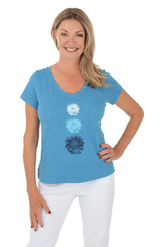 Lapis Triple Sunflower V-Neck Tee Gym