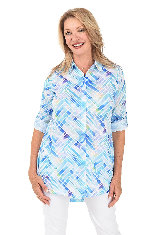 Argyle Button-Front Tunic Monochromatic All - in - one