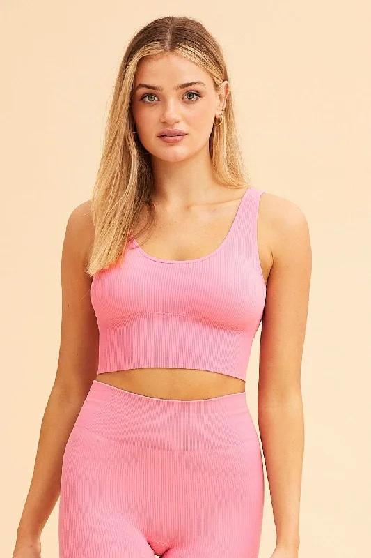 Pink Nico Seamless Crop Top Sleek Women's 