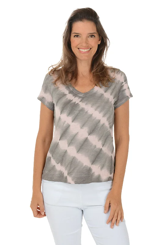 Pink Diagonal Tie-Dye Tee Refined Women's Classic 