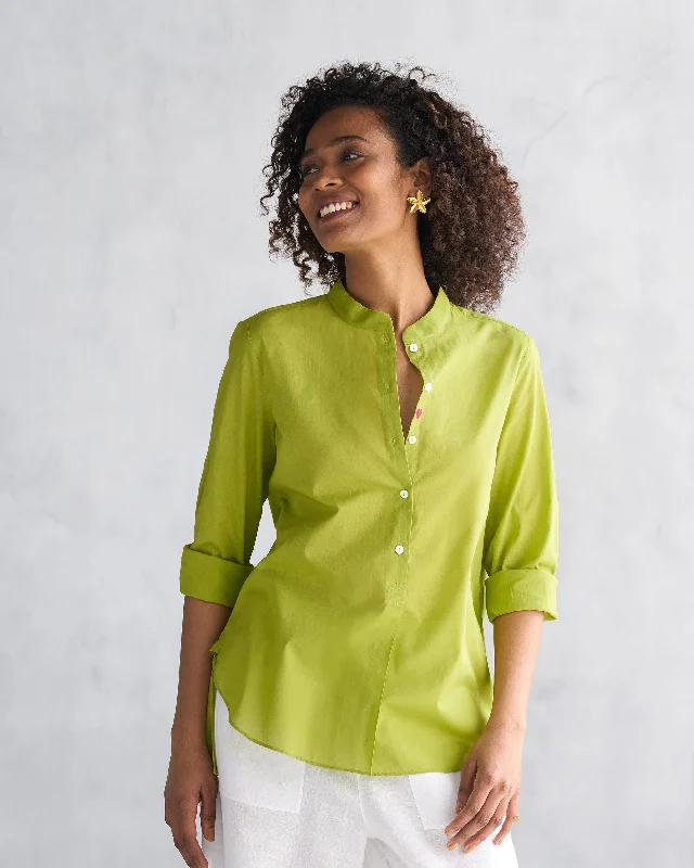 Mandarin Collar Top - Lime Australian Beach