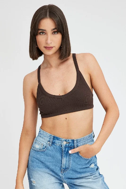 Brown Bralette V Neck Seamless Feminine Women's Soft 