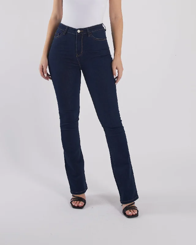 Gina High Rise Bootleg Indigo Blue Monochromatic Office Style