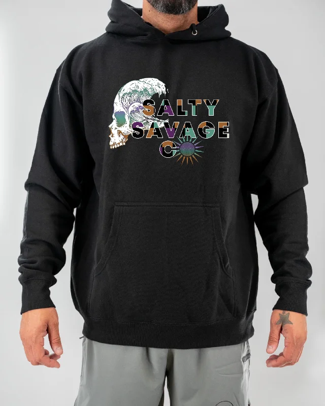 Salty Savage Unisex “Skull Wave” Hoodie | Black Bold Women's Statement