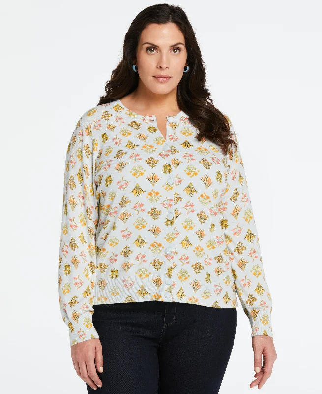Plus Size Super Soft Floral Print Sweater Cardigan Vacation