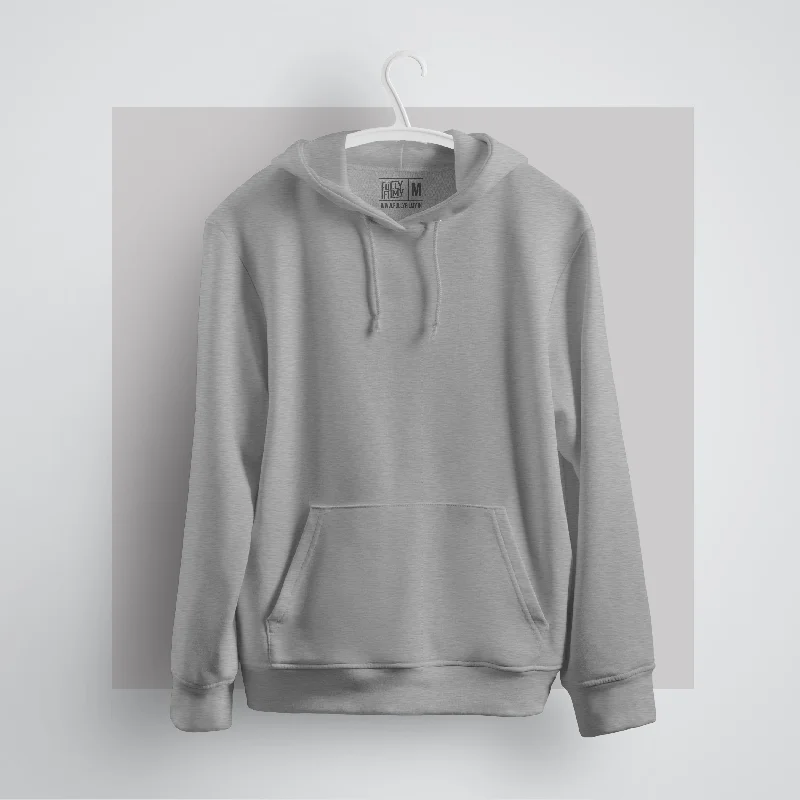Melange Grey Hoodie - Fully Solid Preppy Women's College