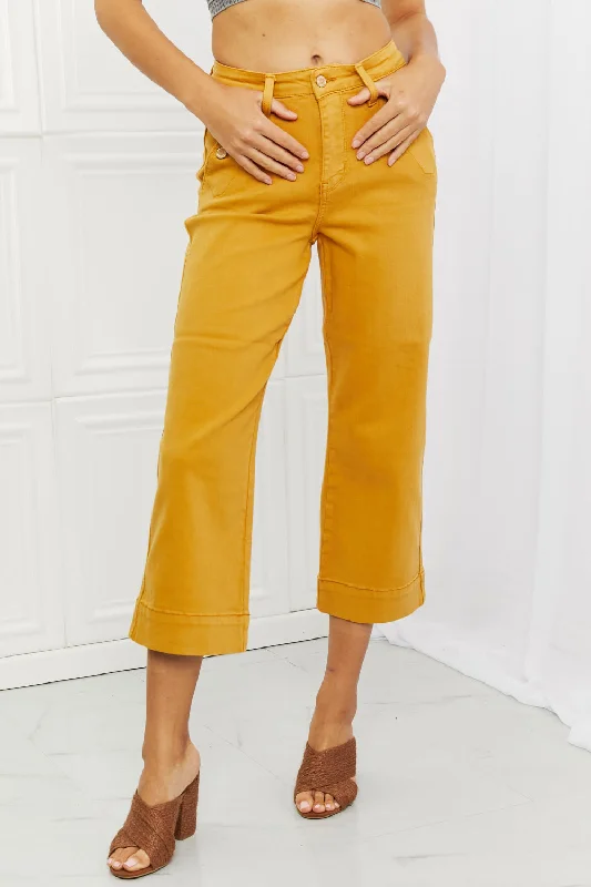 Judy Blue Jayza Full Size Straight Leg Cropped Jeans Polished Women's Silk