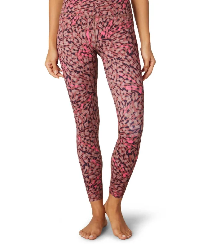 Lux High Waisted Midi Leggings In Electric Cheetah Swirl Sophisticated Women's Tailored