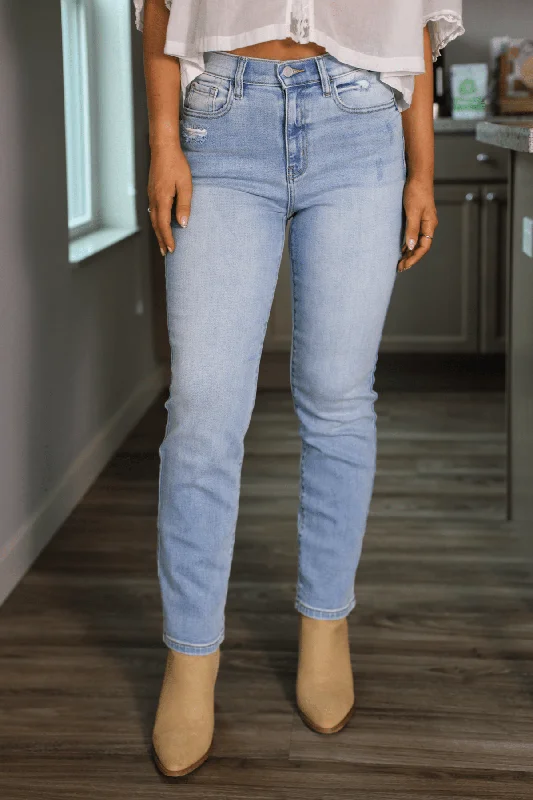 Everyday Light Wash High Rise Straight Leg Jeans Unique Women's Upcycled