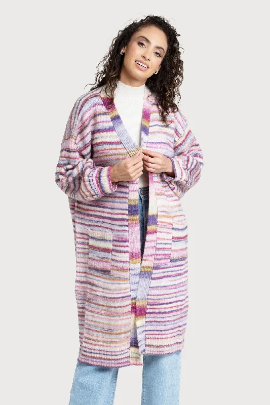 Horizontal Striped Coatigan Cool Women's Distressed