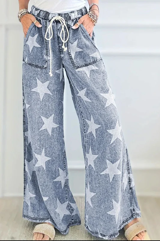 Drawstring Star Wide Leg Jeans Adventure