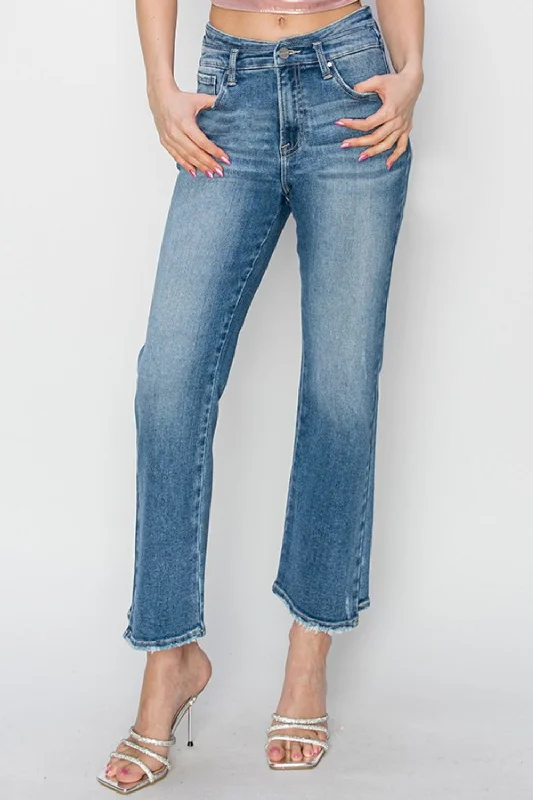 RISEN High Rise Slim Straight Jeans Trendy Women's 
