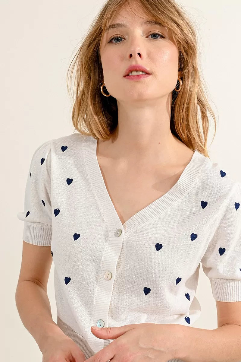 Molly Bracken Off White Knitted Cardigan Preppy Women's College