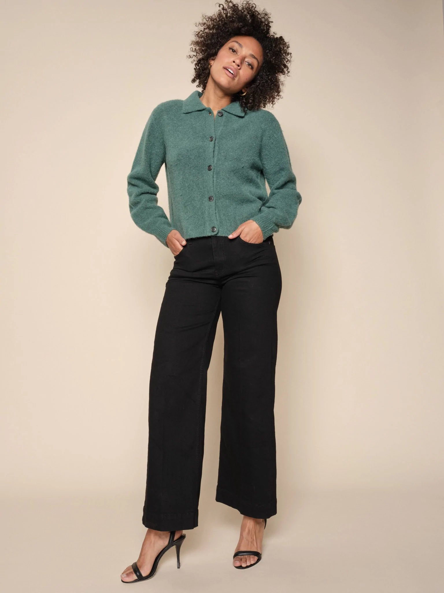 Mos Mosh Mizana Blue Spruce Knit Cardigan Modern Women's 