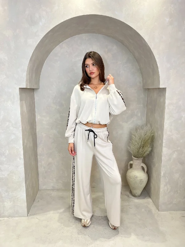 Beige Leopard Print Zip Up Hoodie performance