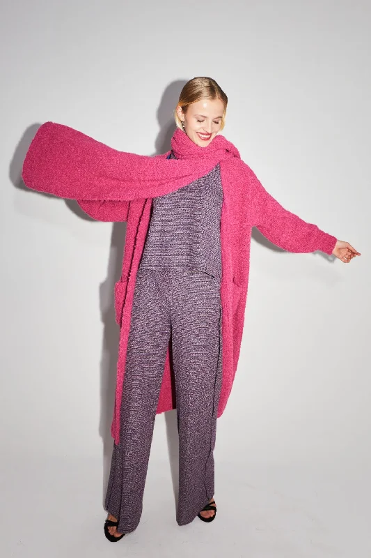 Imprevu Pink Bouclette Cardigan Confident Women's High - fashion