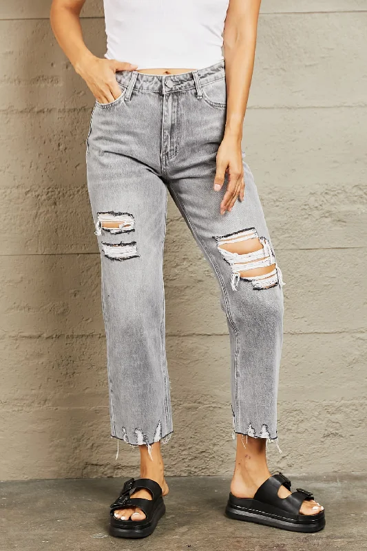 BAYEAS High Waisted Cropped Mom Jeans Dynamic Women's High - energy