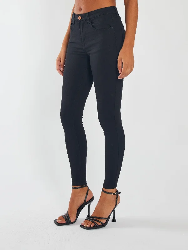 Kayla Mid Rise Skinny Black Women
